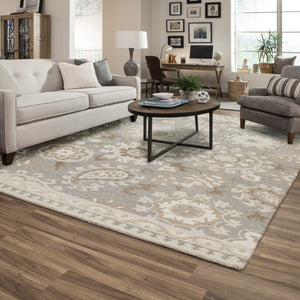 Homeroots 4' Gray Floral Hand-tufted Wool Area Rug - Elegant Design To Elevate Your Living Space Decor 5' X 8' Wool 575979