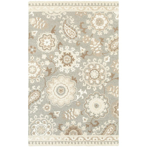 Homeroots 4' Gray Floral Hand-tufted Wool Area Rug - Elegant Design To Elevate Your Living Space Decor 5' X 8' Wool 575979
