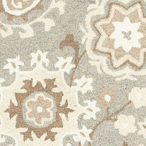 Homeroots 4' Gray Floral Hand-tufted Wool Area Rug - Elegant Design To Elevate Your Living Space Decor 5' X 8' Wool 575979