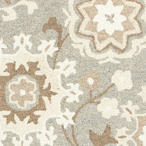 Homeroots 4' Gray Floral Hand-tufted Wool Area Rug - Elegant Design To Elevate Your Living Space Decor 5' X 8' Wool 575979