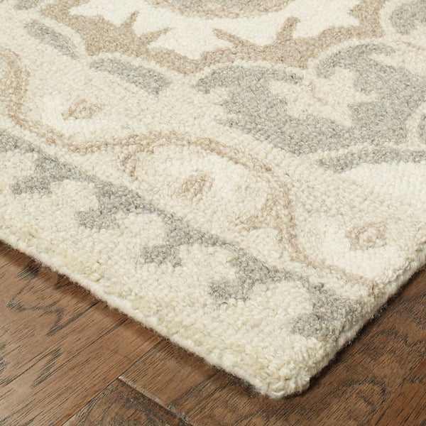 Homeroots 4' Gray Floral Hand-tufted Wool Area Rug - Elegant Design To Elevate Your Living Space Decor 8' Runner Wool 575980