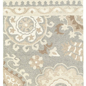 Homeroots 4' Gray Floral Hand-tufted Wool Area Rug - Elegant Design To Elevate Your Living Space Decor 8' Runner Wool 575980