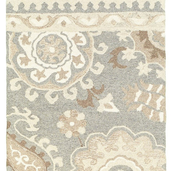 Homeroots 4' Gray Floral Hand-tufted Wool Area Rug - Elegant Design To Elevate Your Living Space Decor 8' Runner Wool 575980