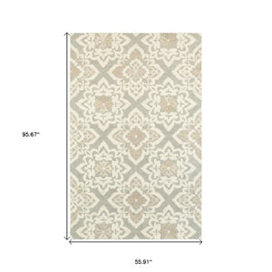 Homeroots 4' Stylish Gray Wool Geometric Hand-tufted Area Rug For Cozy Home Décor And Warmth 5' X 8' Wool 575981