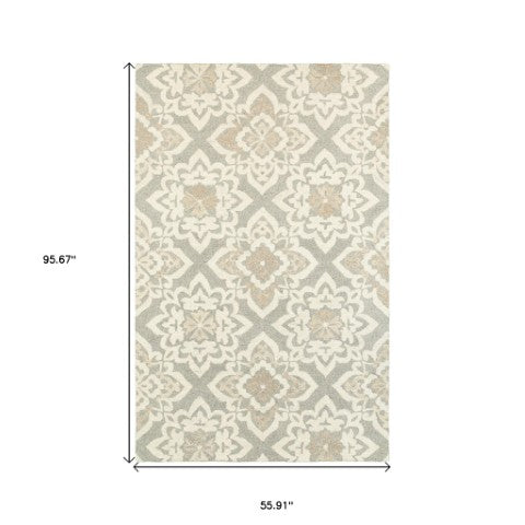 Homeroots 4' Stylish Gray Wool Geometric Hand-tufted Area Rug For Cozy Home Décor And Warmth 5' X 8' Wool 575981