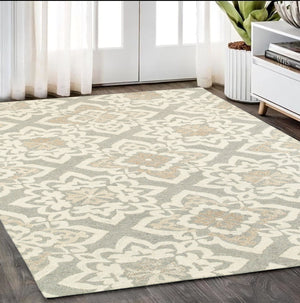 Homeroots 4' Stylish Gray Wool Geometric Hand-tufted Area Rug For Cozy Home Décor And Warmth 5' X 8' Wool 575981