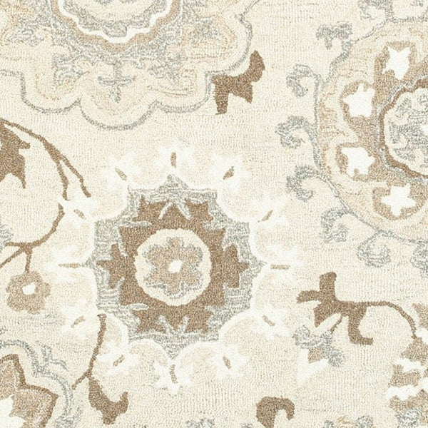 Homeroots 4' Ivory Floral Hand-tufted Area Rug - Elegant Wool Design For Cozy, Neutral Home Decor Solutions 5' X 8' Wool 575983