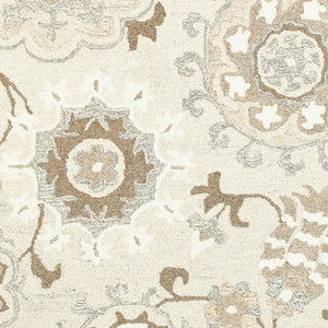 Homeroots 4' Ivory Floral Hand-tufted Area Rug - Elegant Wool Design For Cozy, Neutral Home Decor Solutions 5' X 8' Wool 575983