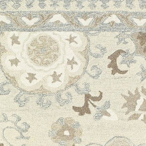 Homeroots 4' Ivory Floral Hand-tufted Area Rug - Elegant Wool Design For Cozy, Neutral Home Decor Solutions 8' Runner Wool 575984