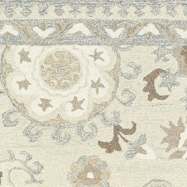 Homeroots 4' Ivory Floral Hand-tufted Area Rug - Elegant Wool Design For Cozy, Neutral Home Decor Solutions 8' Runner Wool 575984