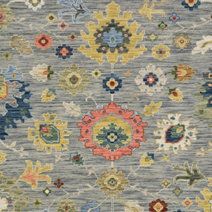 Homeroots 2' Gray Blue And Yellow Oriental Area Rug With Fringe – Stylish Design To Enhance Your Home Decor 5' X 8' Wool Blend 575986