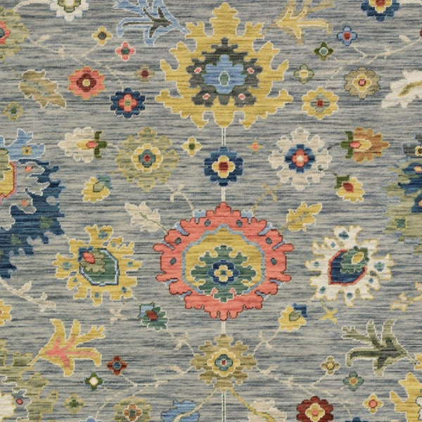 Homeroots 2' Gray Blue And Yellow Oriental Area Rug With Fringe – Stylish Design To Enhance Your Home Decor 5' X 8' Wool Blend 575986