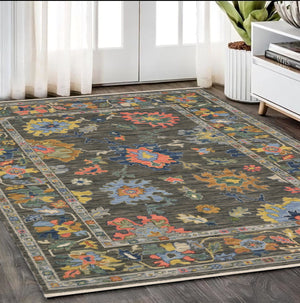 Homeroots 2' Cozy Gray Oriental Area Rug With Fringe - Elevate Your Space With Timeless Style And Warmth 5' X 8' Wool Blend 575990