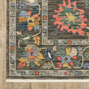 Homeroots 2' Cozy Gray Oriental Area Rug With Fringe - Elevate Your Space With Timeless Style And Warmth 5' X 8' Wool Blend 575990