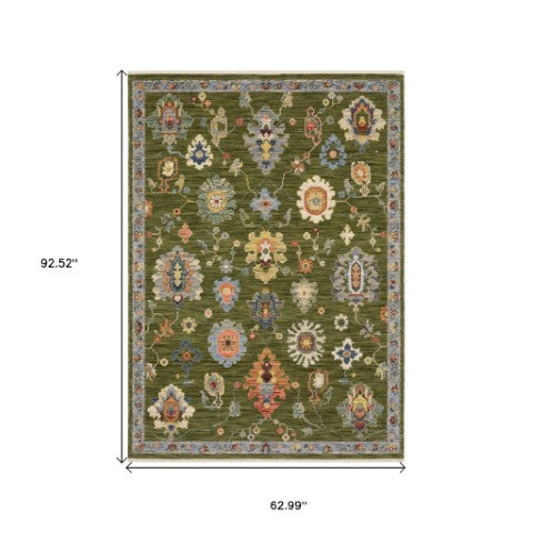 Homeroots 2' Yellow Oriental Area Rug With Fringe - Timeless Design For Cozy Home Decor And Warmth 5' X 8' Wool Blend 575992