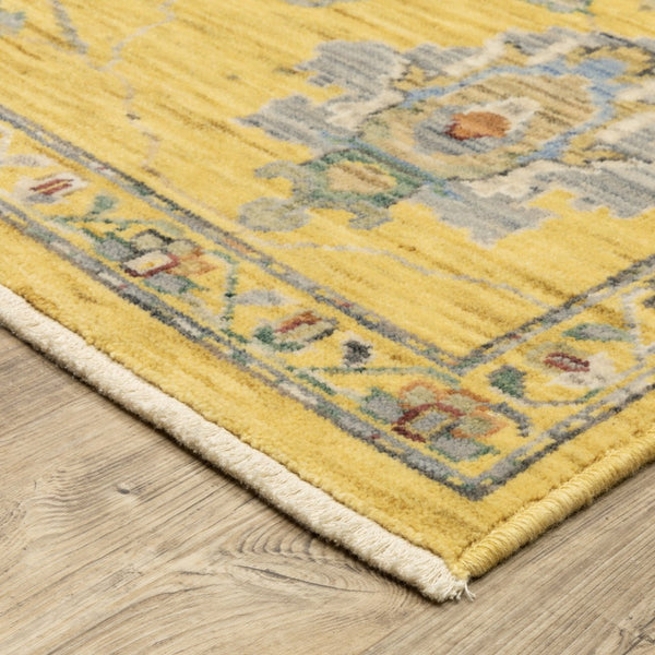 Homeroots 2' Yellow Oriental Area Rug With Fringe - Timeless Design For Cozy Home Decor And Warmth 5' X 8' Wool Blend 575993