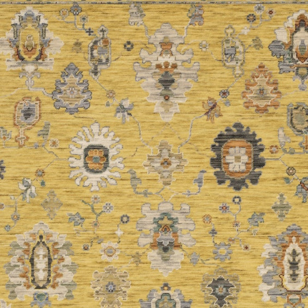 Homeroots 2' Yellow Oriental Area Rug With Fringe - Timeless Design For Cozy Home Decor And Warmth 5' X 8' Wool Blend 575993