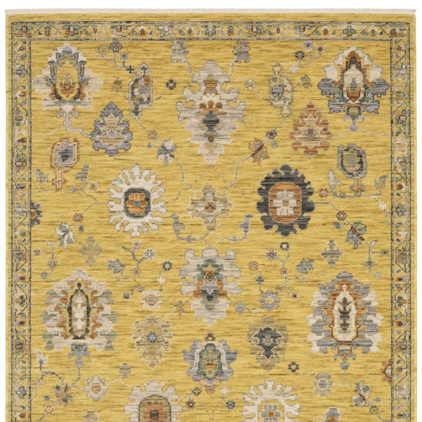 Homeroots 2' Yellow Oriental Area Rug With Fringe - Timeless Design For Cozy Home Decor And Warmth 5' X 8' Wool Blend 575993