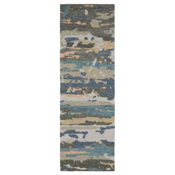 HomeRoots 5' Abstract Gray and Blue Hand-Tufted Wool Area Rug - Soft, Durable, and Perfect for Any Room Decor 8' Runner 575994