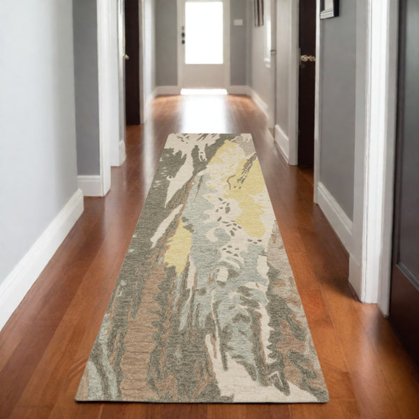 Homeroots 5' Beige Wool Abstract Hand-tufted Area Rug – Elevate Your Living Space With Style And Sophistication 8' Runner Wool 575995