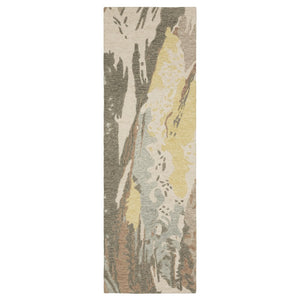 HomeRoots 5' Hand-Tufted Wool Area Rug in Beige and Yellow - Modern Abstract Design for Elegant Spaces 8' Runner 575995