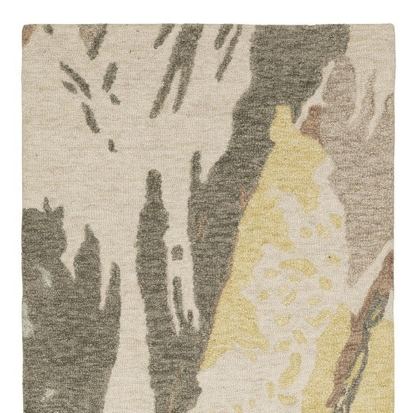 Homeroots 5' Beige Wool Abstract Hand-tufted Area Rug – Elevate Your Living Space With Style And Sophistication 8' Runner Wool 575995