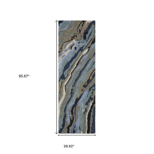 Homeroots 5' Abstract Hand-tufted Area Rug In Blue And Teal - Elevate Your Space With Style And Warmth 8' Runner Wool 575996