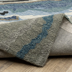 Homeroots 5' Abstract Hand-tufted Area Rug In Blue And Teal - Elevate Your Space With Style And Warmth 8' Runner Wool 575996