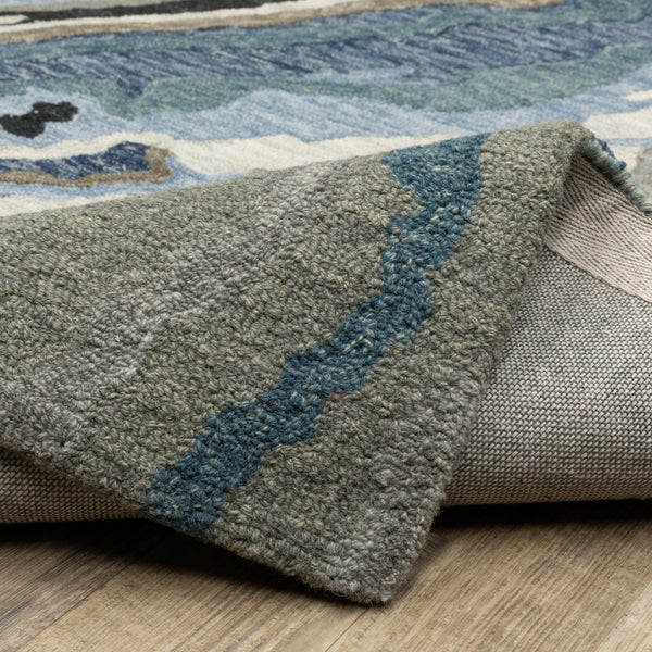 Homeroots 5' Abstract Hand-tufted Area Rug In Blue And Teal - Elevate Your Space With Style And Warmth 8' Runner Wool 575996