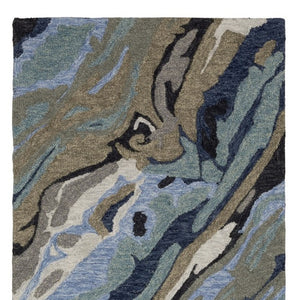Homeroots 5' Abstract Hand-tufted Area Rug In Blue And Teal - Elevate Your Space With Style And Warmth 8' Runner Wool 575996