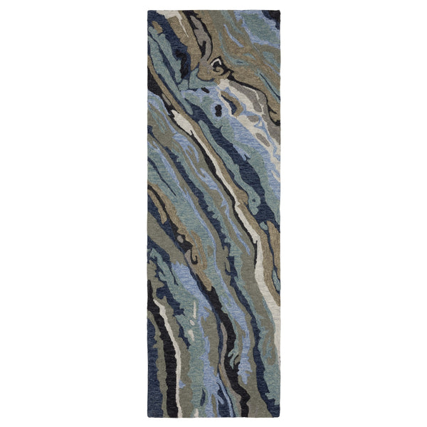 Homeroots 5' Abstract Hand-tufted Area Rug In Blue And Teal - Elevate Your Space With Style And Warmth 8' Runner Wool 575996