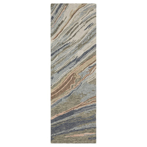 HomeRoots 5' Gray and Blue Wool Abstract Hand-Tufted Area Rug - Modern Comfort for Your Living Space Decor 8' Runner 575997