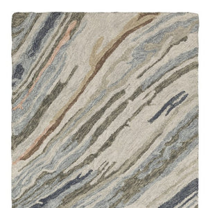 Homeroots 5' Abstract Gray And Blue Wool Hand-tufted Area Rug - Elevate Your Space With Sophisticated Style 8' Runner Wool 575997