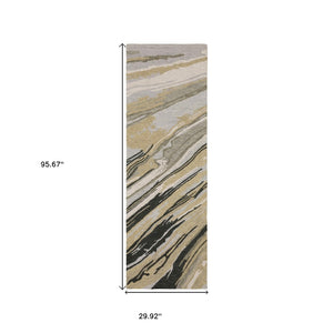 HomeRoots 5' Gray Wool Abstract Hand-Tufted Area Rug - Contemporary Artistry and Cozy Comfort for Your Home 8' Runner 575998