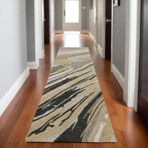 HomeRoots 5' Gray Wool Abstract Hand-Tufted Area Rug - Contemporary Artistry and Cozy Comfort for Your Home 8' Runner 575998