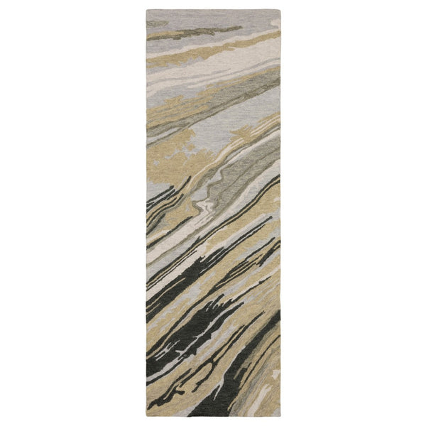 HomeRoots 5' Gray Wool Abstract Hand-Tufted Area Rug - Contemporary Artistry and Cozy Comfort for Your Home 8' Runner 575998