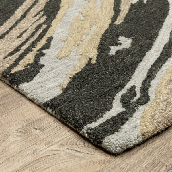 HomeRoots 5' Gray Wool Abstract Hand-Tufted Area Rug - Contemporary Artistry and Cozy Comfort for Your Home 8' Runner 575998