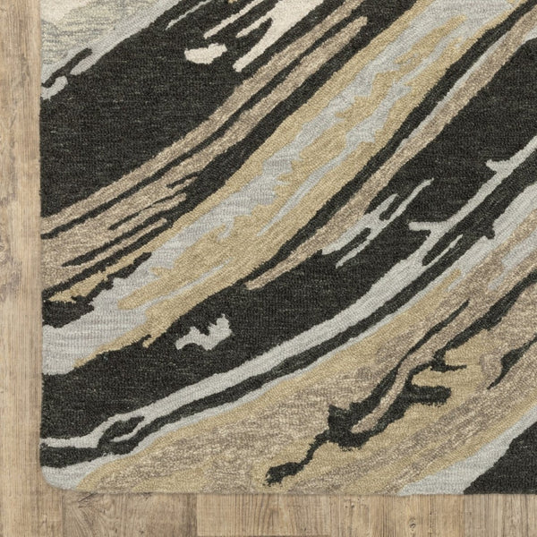 HomeRoots 5' Gray Wool Abstract Hand-Tufted Area Rug - Contemporary Artistry and Cozy Comfort for Your Home 8' Runner 575998