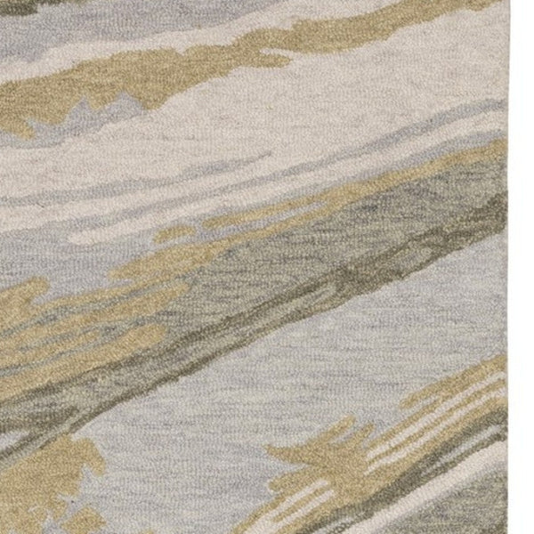 HomeRoots 5' Gray Wool Abstract Hand-Tufted Area Rug - Contemporary Artistry and Cozy Comfort for Your Home 8' Runner 575998