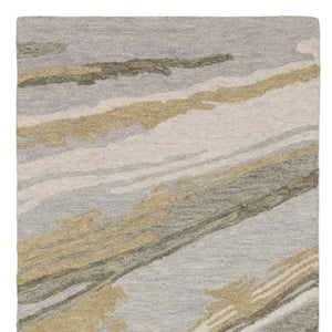 HomeRoots 5' Gray Wool Abstract Hand-Tufted Area Rug - Contemporary Artistry and Cozy Comfort for Your Home 8' Runner 575998