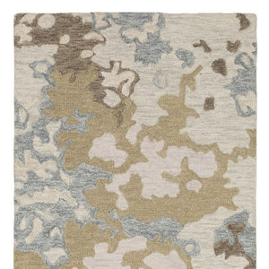 Homeroots 5' Abstract Hand-tufted Beige And Blue Wool Area Rug - Elevate Your Space With Style And Comfort 8' Runner Wool 575999