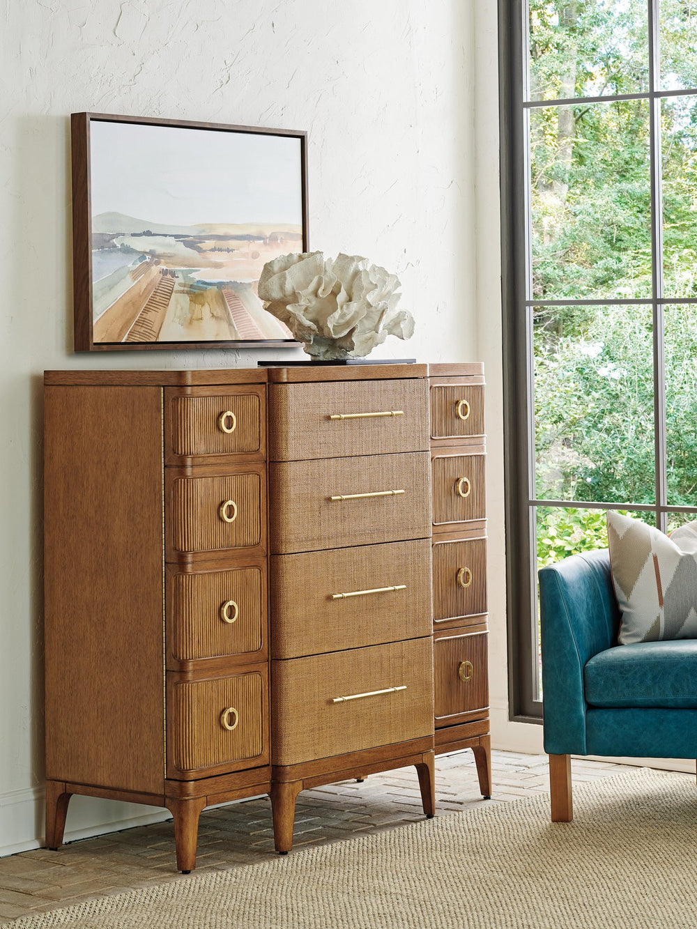 Lexington Tommy Bahama Home Remington Gentleman's Chest - Luxurious Storage With Woven Raffia, Adjustable Shelves & Modern Design Sonoran  575-329