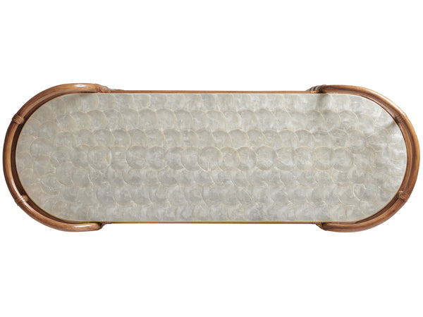 Lexington Tommy Bahama Home Toscana Rattan Mobile Bar Cart - Luxurious Design With Capiz Shell Top And Elegant Gold Accents Sonoran  575-862