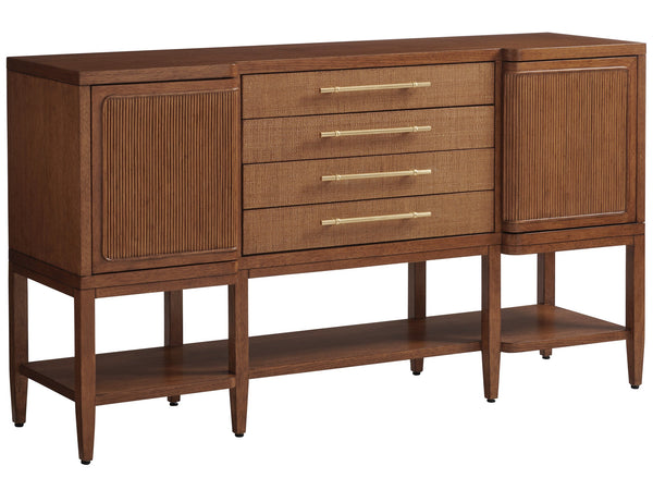 Lexington Tommy Bahama Home Eagle Falls Sideboard: Elegant Mid-century Modern Design With Woven Raffia & Adjustable Shelves Sonoran  575-869