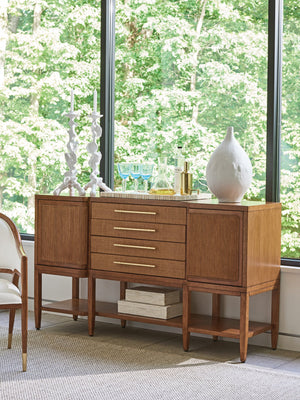 Lexington Tommy Bahama Home Eagle Falls Sideboard: Elegant Mid-century Modern Design With Woven Raffia & Adjustable Shelves Sonoran  575-869