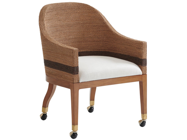 Lexington Tommy Bahama Home Dorian Woven Arm Chair With Brushed Gold Casters - Elegant Palm Desert Inspired Design For Your Home Sonoran  575-887-01