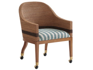 Lexington Tommy Bahama Home Dorian Woven Arm Chair With Brushed Gold Casters - Elegant Palm Desert Inspired Design For Your Home Sonoran  575-887-40