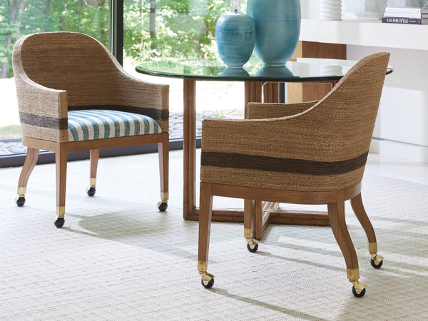 Lexington Tommy Bahama Home Dorian Woven Arm Chair With Brushed Gold Casters - Elegant Palm Desert Inspired Design For Your Home Sonoran  575-887-40