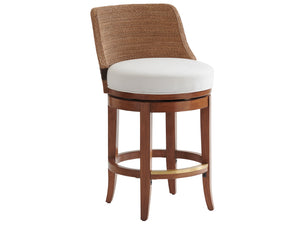 Lexington Tommy Bahama Home Kipton Swivel Stool - Luxurious Palm Desert Inspired Design With Twisted Rope Back And Gold Accents Sonoran  575-895-01