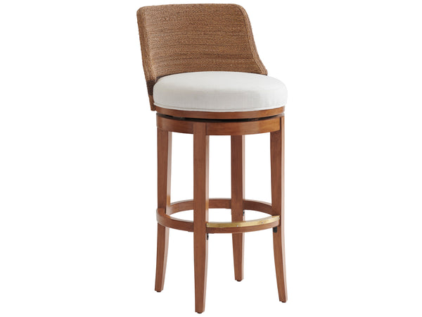 Lexington Tommy Bahama Home Kipton Swivel Stool - Luxurious Palm Desert Inspired Design With Twisted Rope Back And Gold Accents Sonoran  575-896-01